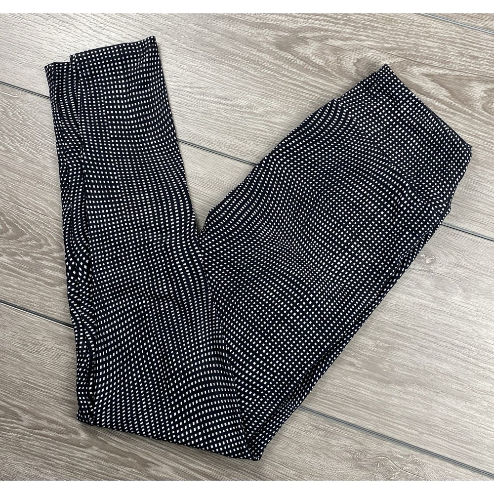 Lularoe Women's Pull On Geometric Pattern Stretch Leggings Black One Size